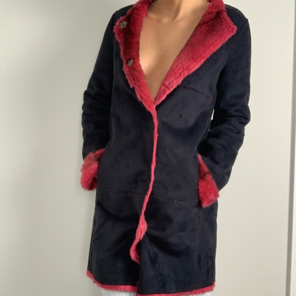 Save The Queen Eco Shearling Jacket Black Small - Picture 8 of 14